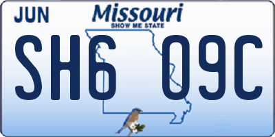 MO license plate SH6O9C