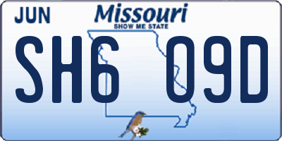 MO license plate SH6O9D