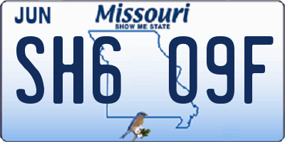 MO license plate SH6O9F