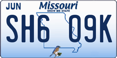 MO license plate SH6O9K