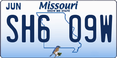 MO license plate SH6O9W