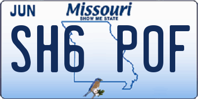 MO license plate SH6P0F