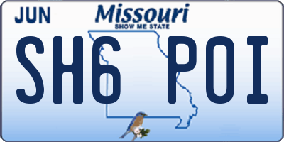 MO license plate SH6P0I