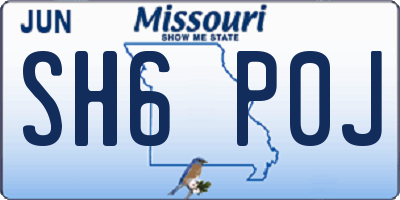 MO license plate SH6P0J