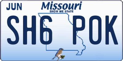 MO license plate SH6P0K