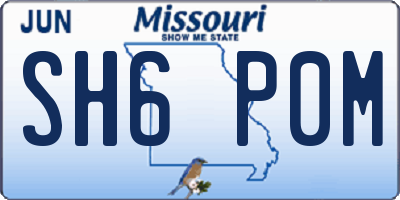 MO license plate SH6P0M