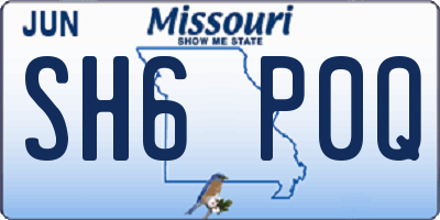 MO license plate SH6P0Q