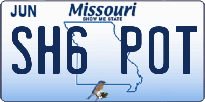 MO license plate SH6P0T