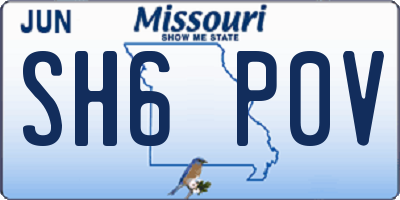 MO license plate SH6P0V