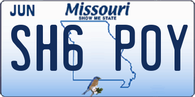 MO license plate SH6P0Y