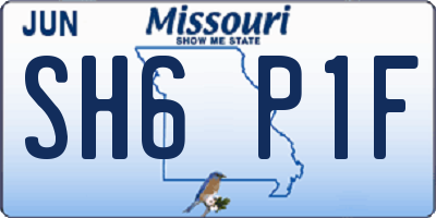 MO license plate SH6P1F