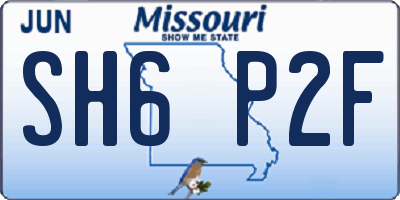 MO license plate SH6P2F