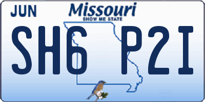 MO license plate SH6P2I
