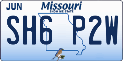 MO license plate SH6P2W