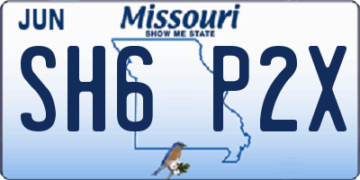 MO license plate SH6P2X