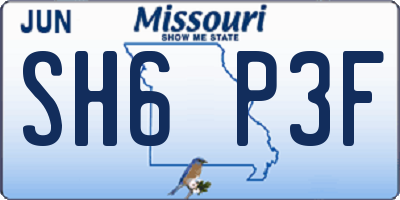 MO license plate SH6P3F