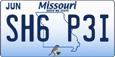 MO license plate SH6P3I