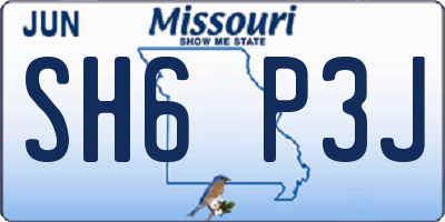 MO license plate SH6P3J