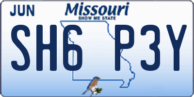 MO license plate SH6P3Y