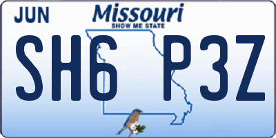 MO license plate SH6P3Z