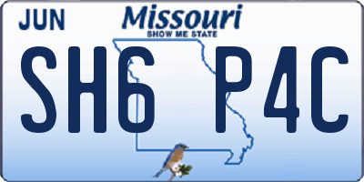 MO license plate SH6P4C