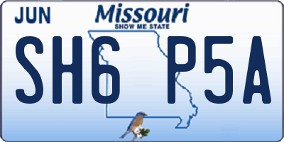 MO license plate SH6P5A