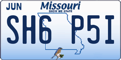 MO license plate SH6P5I
