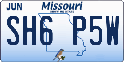 MO license plate SH6P5W