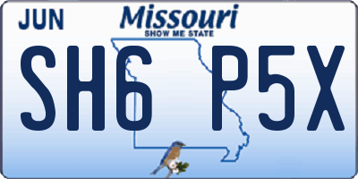 MO license plate SH6P5X