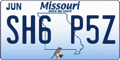 MO license plate SH6P5Z