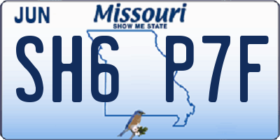 MO license plate SH6P7F