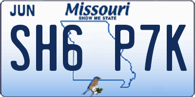 MO license plate SH6P7K