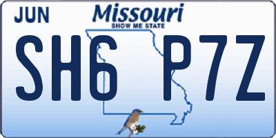 MO license plate SH6P7Z
