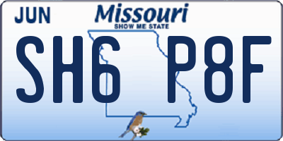 MO license plate SH6P8F
