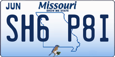 MO license plate SH6P8I