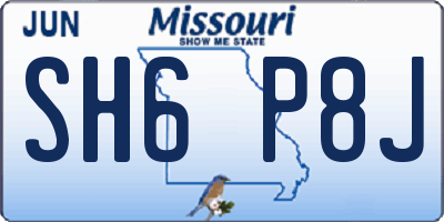 MO license plate SH6P8J