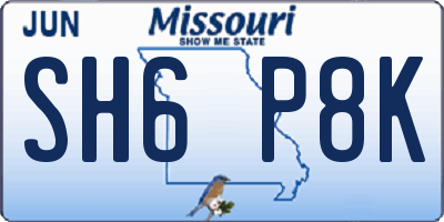 MO license plate SH6P8K