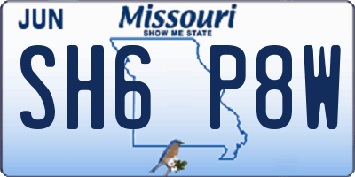 MO license plate SH6P8W