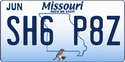 MO license plate SH6P8Z