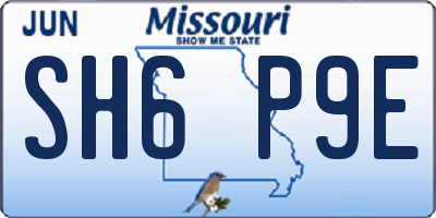 MO license plate SH6P9E