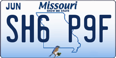 MO license plate SH6P9F