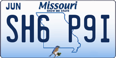 MO license plate SH6P9I