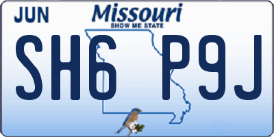 MO license plate SH6P9J