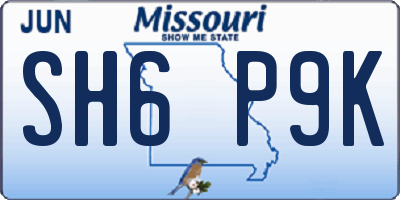 MO license plate SH6P9K