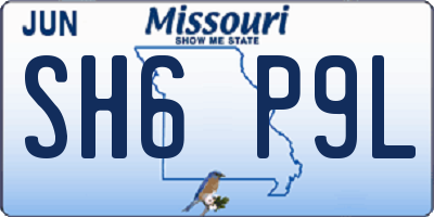 MO license plate SH6P9L