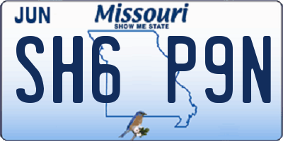 MO license plate SH6P9N