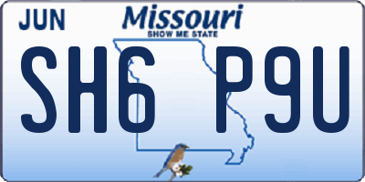 MO license plate SH6P9U