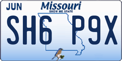 MO license plate SH6P9X