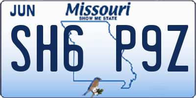 MO license plate SH6P9Z