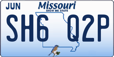 MO license plate SH6Q2P